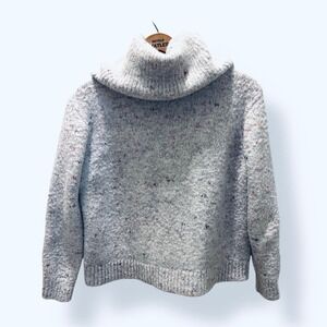 Cowl Neck Confetti Grey Sweater XS Cozy Wool Blend Soft‎ Ski Mountain Lodge